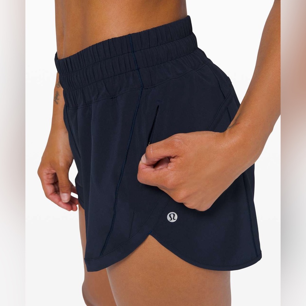 Lululemon Track That High-Rise Lined Short 3" (navy, size 10)